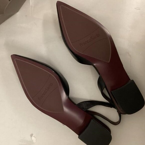 NEW Franco Sarto Womens Tyra Leather Slingback Block Heel sz 7.5 black - Picture 5 of 7